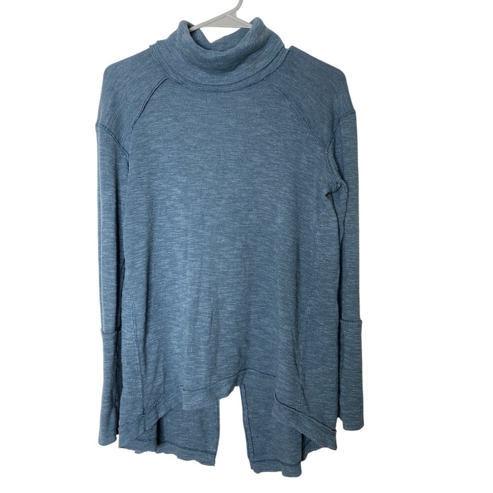 Free People “We The Free” Open-Back Turtleneck Tunic Top S Green / Blue